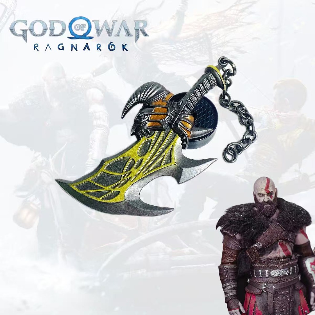 Cosplay Prop Axe - ขวานเลวีอาธานเทพเจ้าแห่งสงครามขนาด 4 นิ้ว ขวานโลหะชุบทอง ดาบซามูไรญี่ปุ่น ดาบนินจา
