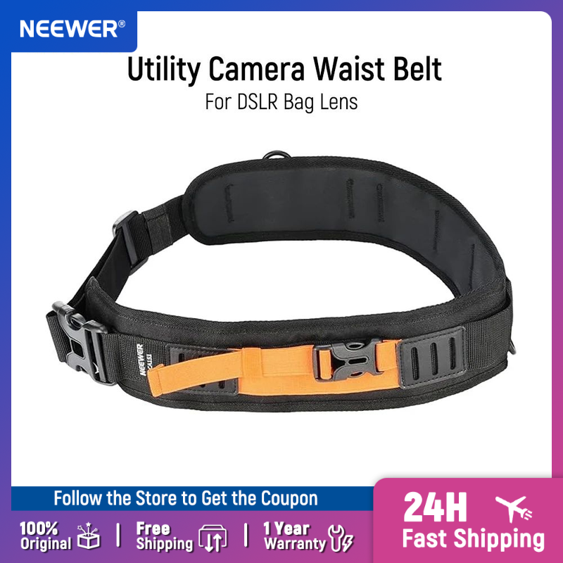 D Ring Strap - NEEWER เข็มขัดคาดเอวกล้องอเนกประสงค์มัลติฟังก์ชั่น, สายรัดกล้องสําหรับช่างภาพ, สายรัดเอวระบายอากาศแบบปรับได้พร้อมวงแหวน D