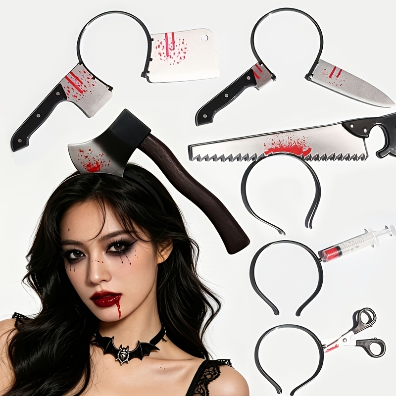 Cosplay Prop Axe - อุปกรณ์ตกแต่งฮาโลวีน ขวานเลือดปลอม เลื่อย มีด ที่คาดผม อุปกรณ์แกล้ง